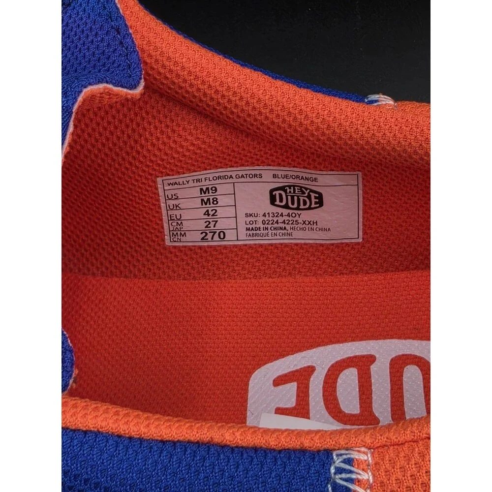 Hey Dude Wally Tri University Florida Gators Mens 9 Blue Orange White Shoes NEW